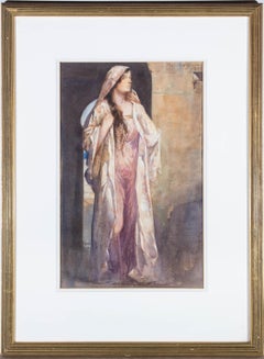 Antique Orlando Greenwood RBA (1892-1989) - 1915 Watercolour, A Fair Lady