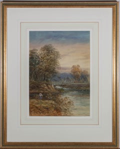 Lennard Lewis RA (1826-1913) - 1896 Watercolour, Fishing at Dusk