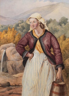 Mid 19th Century Watercolour - The Milkmaid