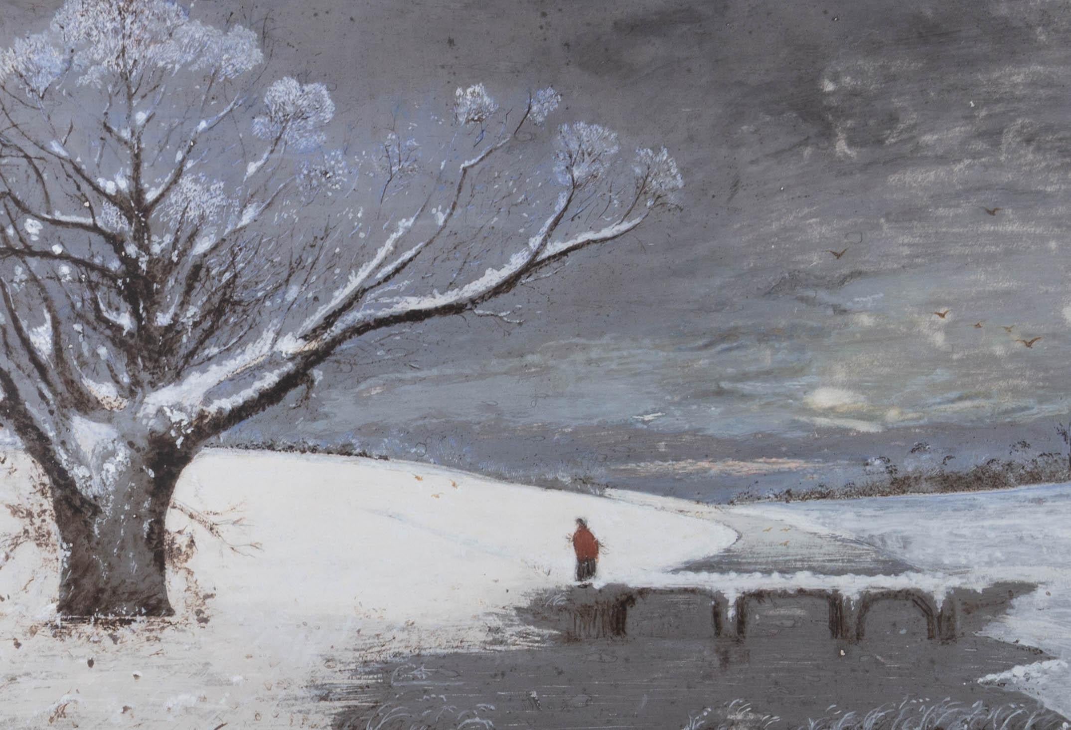 Mid 19th Century Gouache - Winter Walk - Art by Unknown