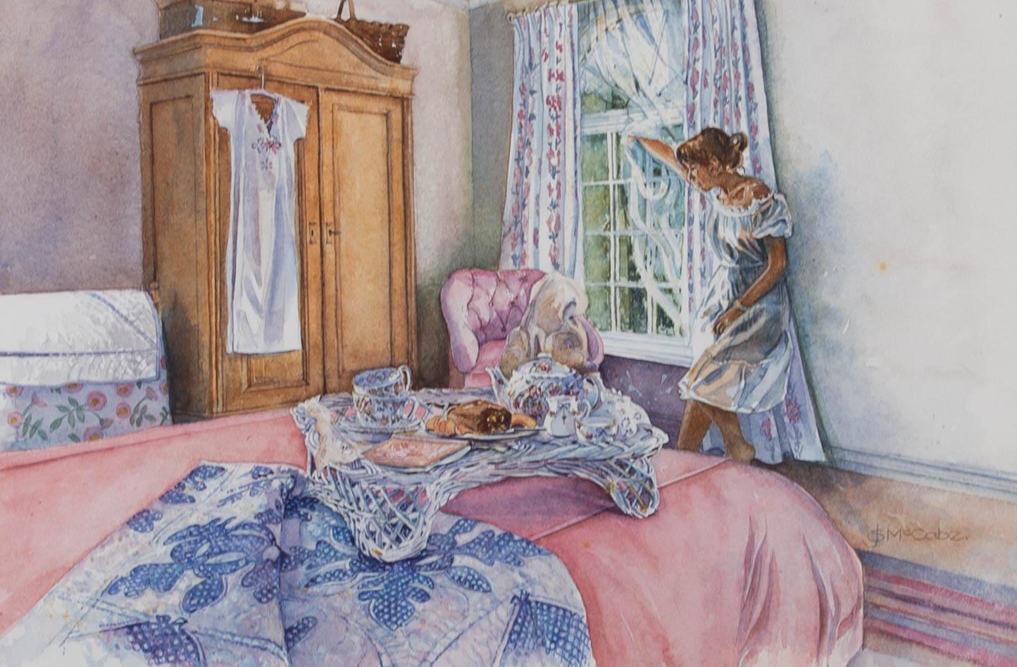Sandra McCabe (1943-2020) - 20th Century Watercolour, The Breakfast Room For Sale 2