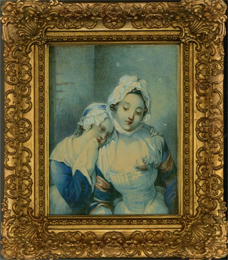 Unknown Portrait - Mid 20th Century Watercolour - Sisters