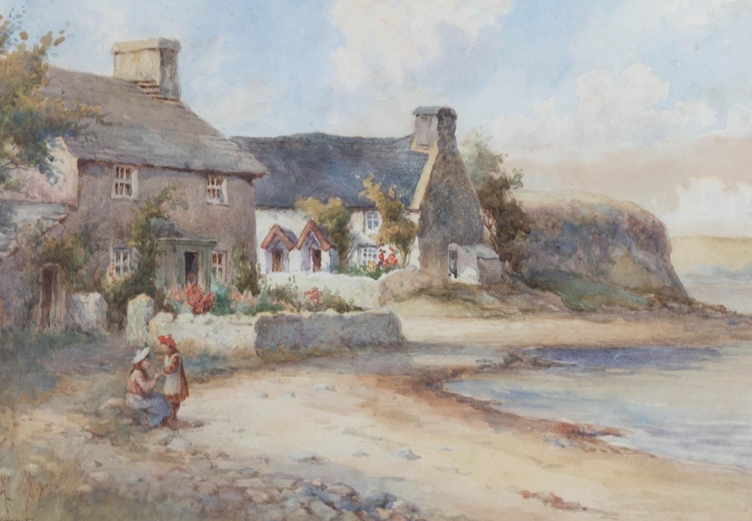 Joshua Fisher (1859-1943) - 1906 Watercolour, Coastal Cottages 1