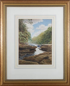 J. S. Walker - Aquarelle signée et datée de 1921, paysage fluvial