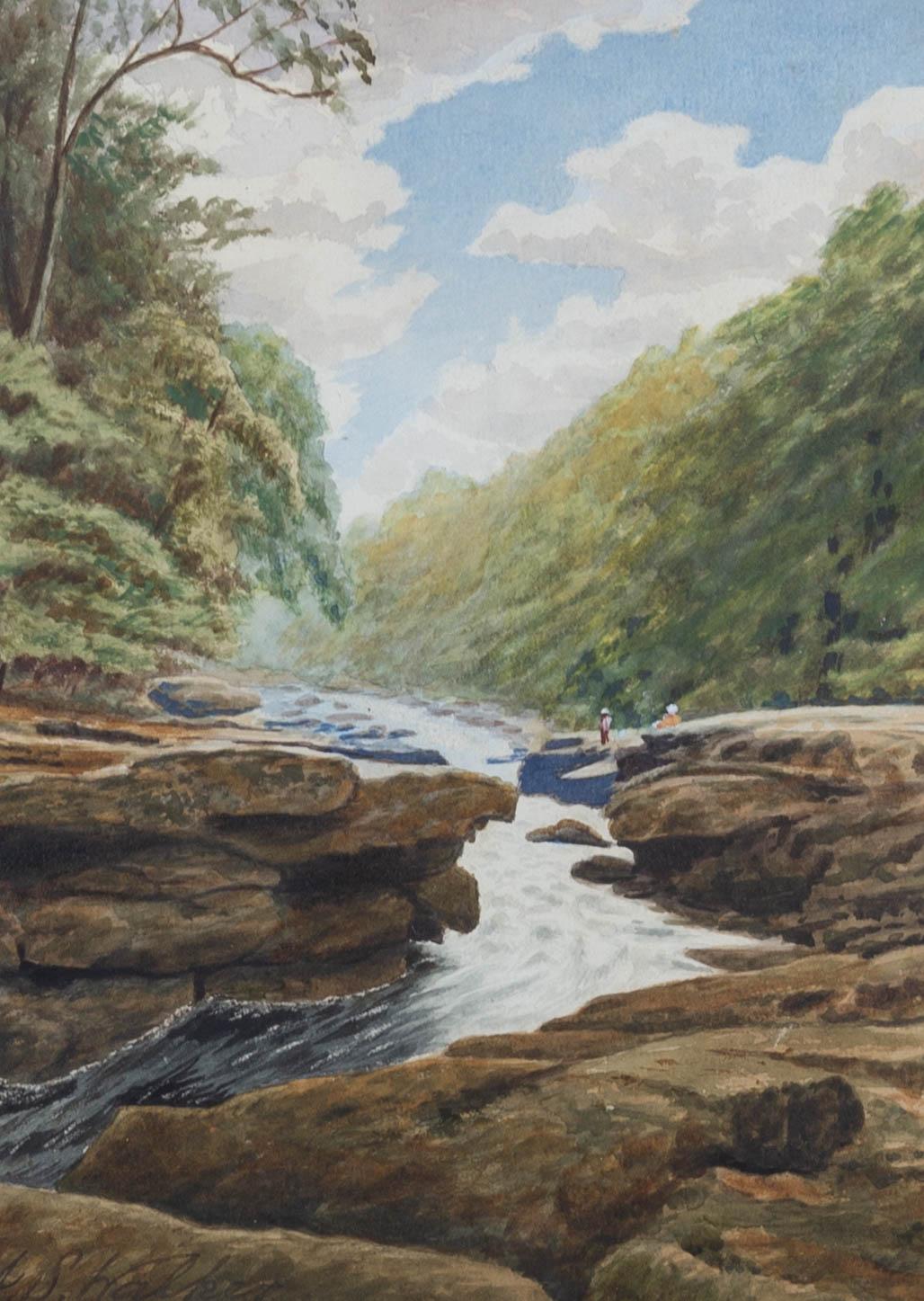 J. S. Walker - Aquarelle signée et datée de 1921, paysage fluvial en vente 1
