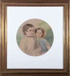 Margaret Herschel (1834–1861) - Mid 19thC Watercolour, The Herschel Children