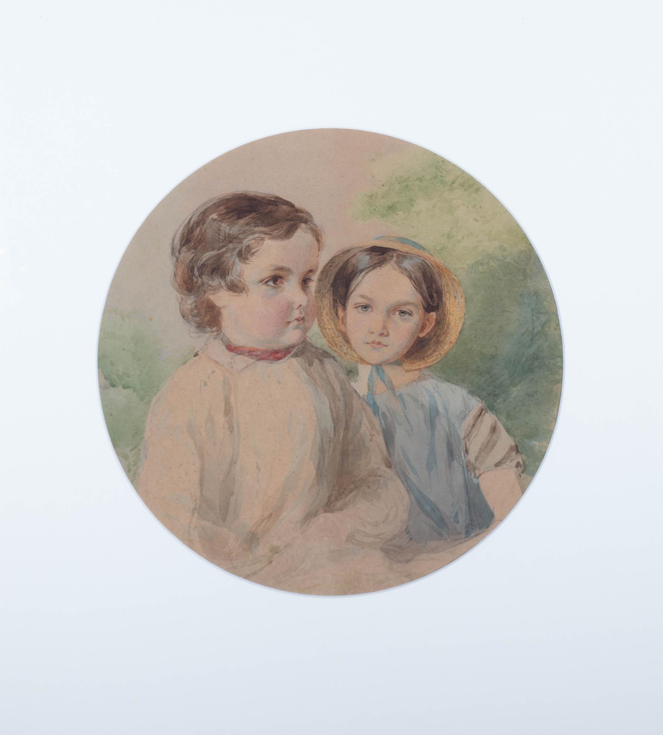 Margaret Herschel (1834–1861) - Mid 19thC Watercolour, The Herschel Children 2