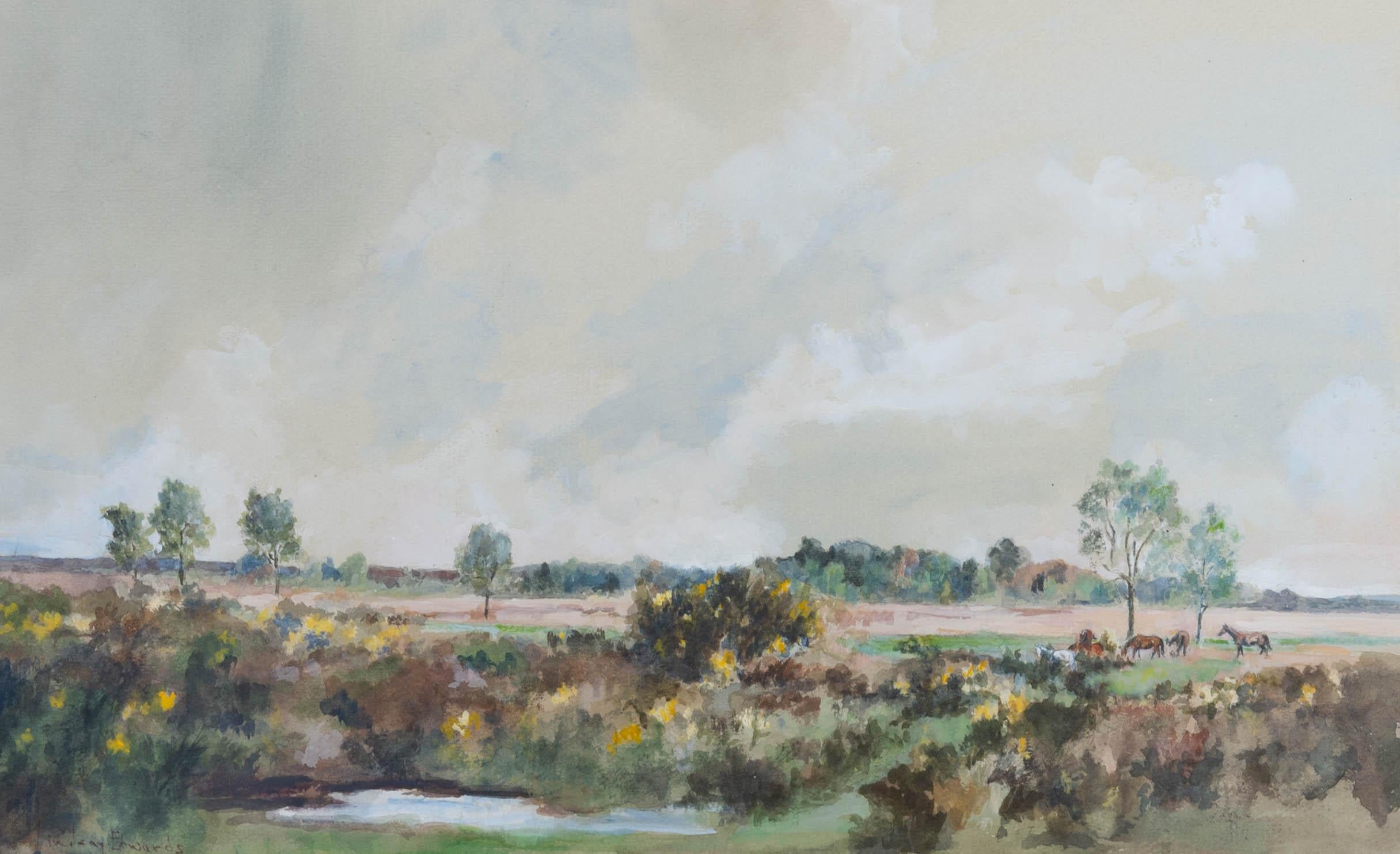 Hilary Edwards - Signed and dated 1982 Watercolour, Deadman Hill, New Forest For Sale 2