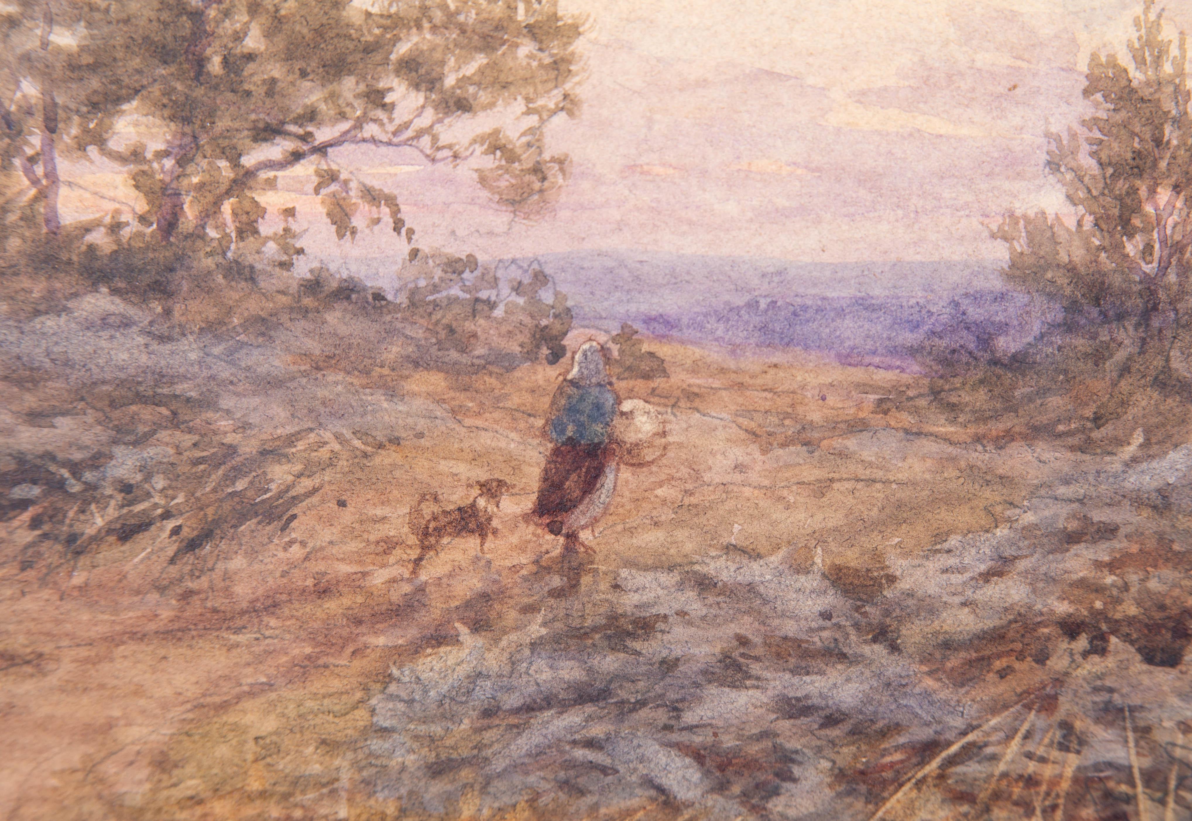 John Carlisle (act.1866-1916) - 1885 Watercolour, Walking Home At Dusk For Sale 2