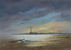 Colin George - Signé « The Boat on the Shore », Pastel du milieu du XXe siècle