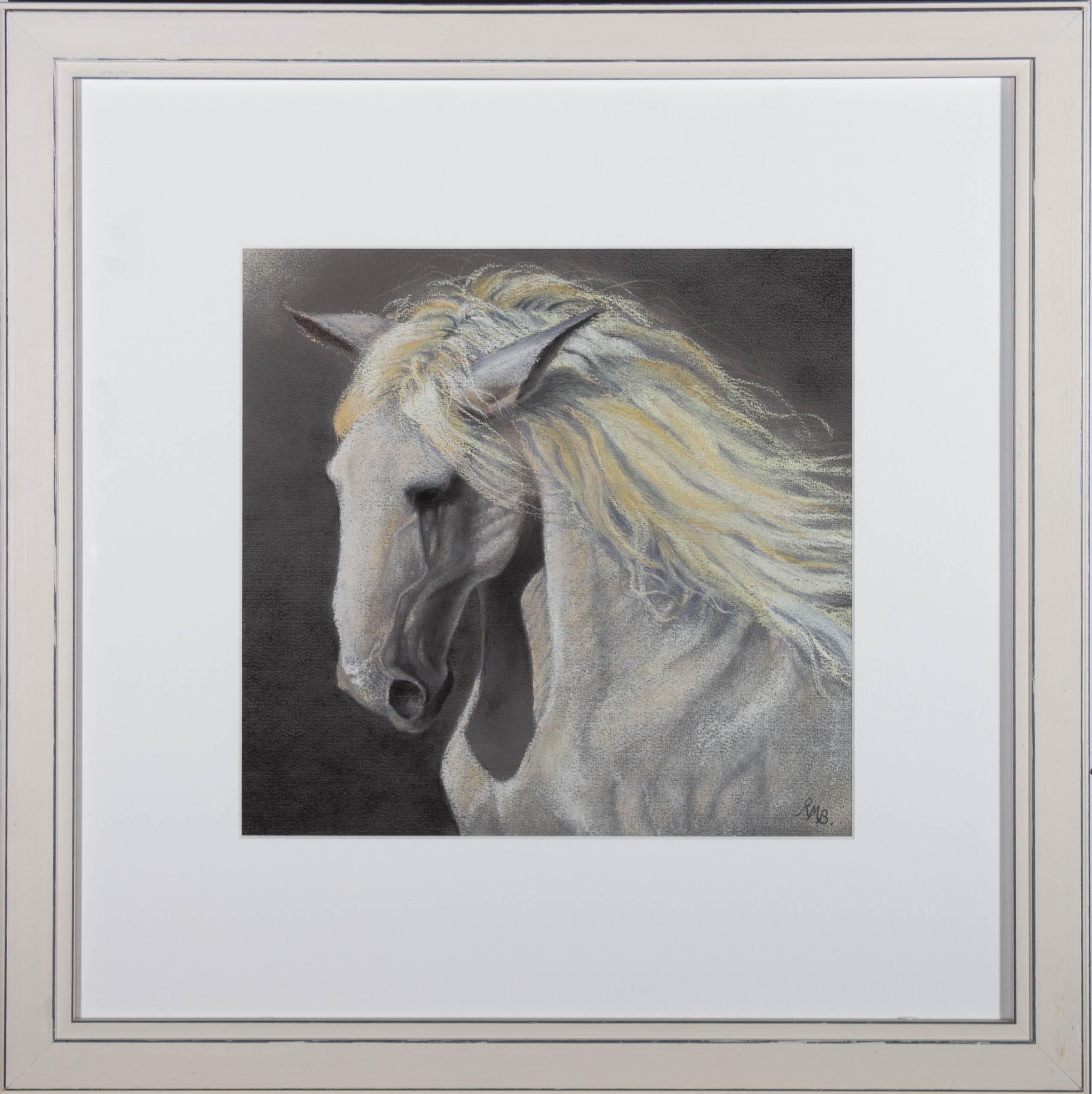 Unknown Animal Art - Contemporary Pastel - Majestic White Horse