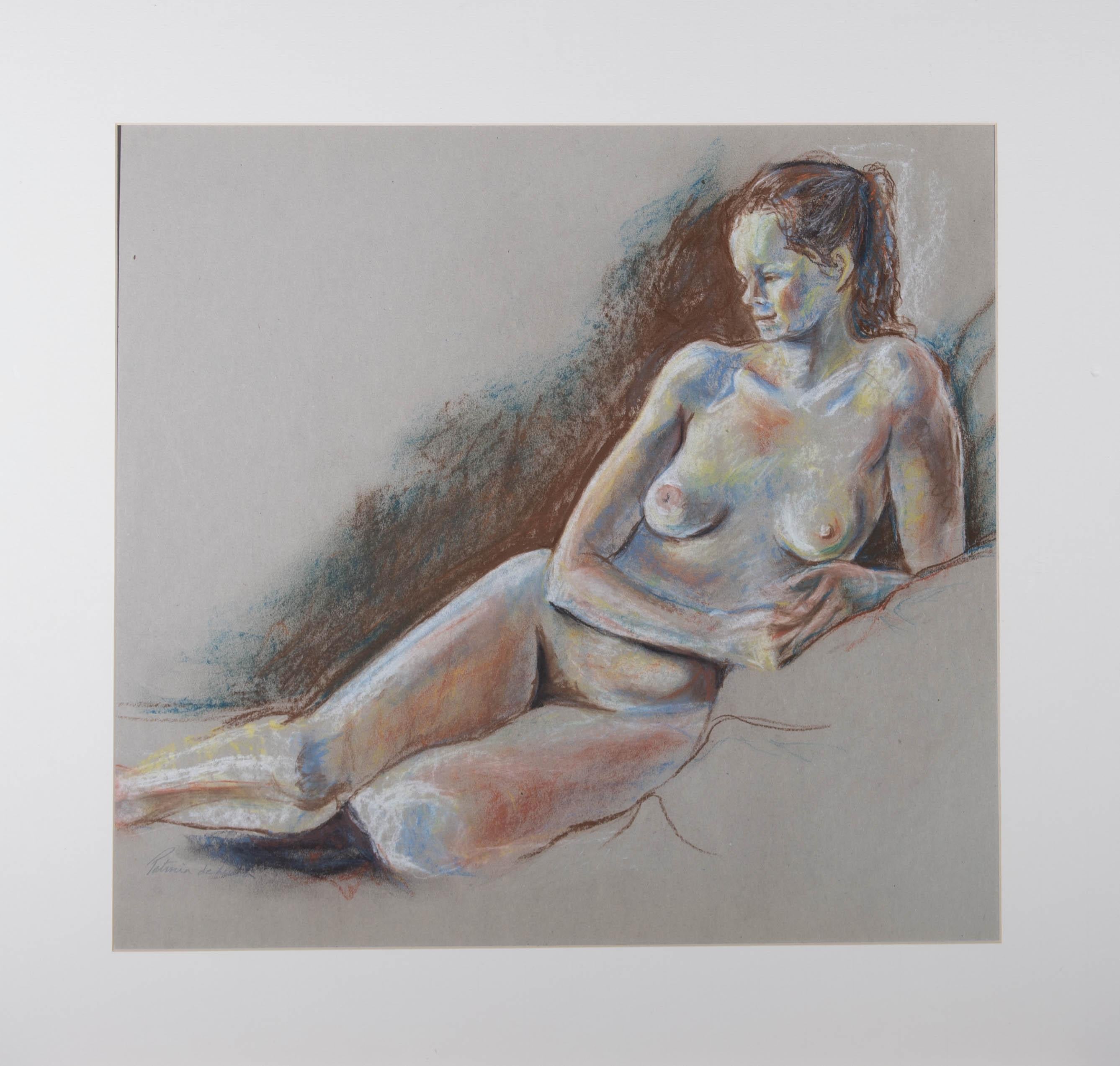 Patricia de Lima - Pastel du XXe siècle, Nu couché en vente 1