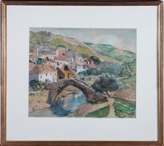 Evelyn G. Pierce - Framed Early 20th Century Watercolour, Continental Village