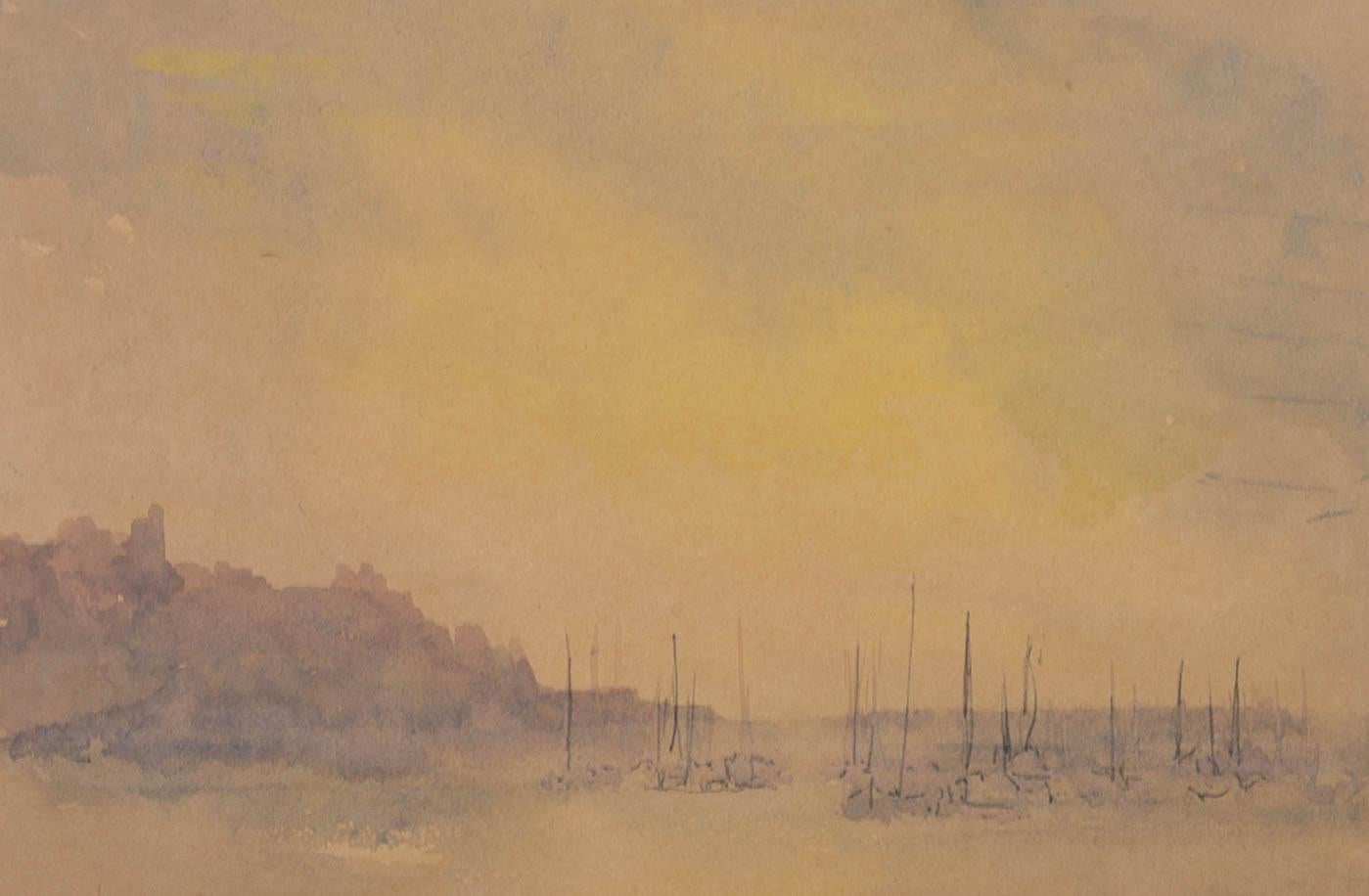 William George Tuck (1900-1999) - Acuarela, Barcos en la orilla en venta 2