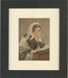 Antique Late 19th Century Watercolour - A Quiet Moment