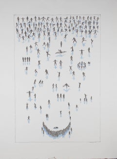 Terry Buchanan (n.1938) - Dibujo contemporáneo a pluma y tinta, Piazza