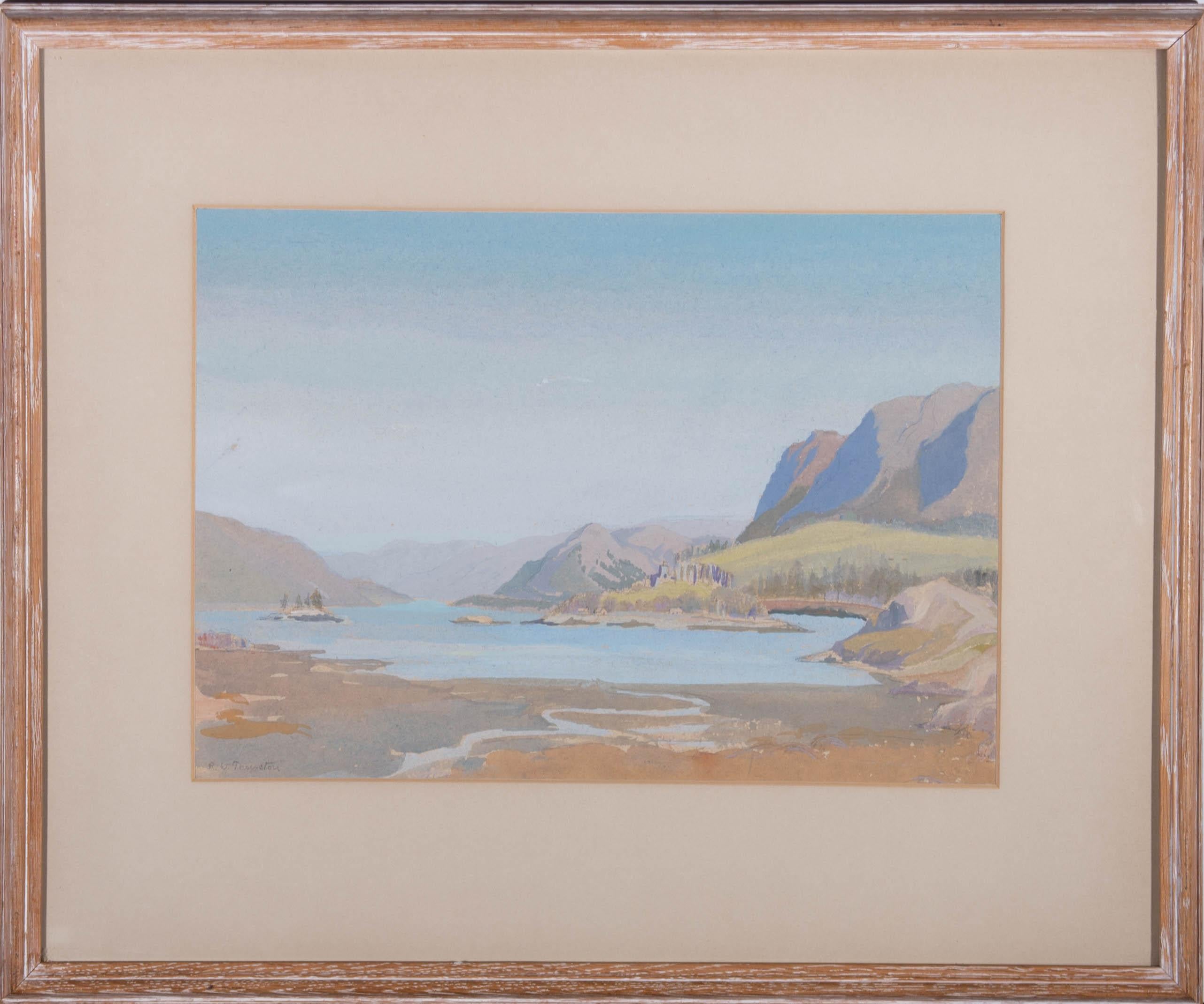 A charming watercolour and graphite scene of Loch Marie in Scotland amongst the mountains, well presented in a card mount and wooden frame. The artist has signed to the lower left corner. On wove.


















