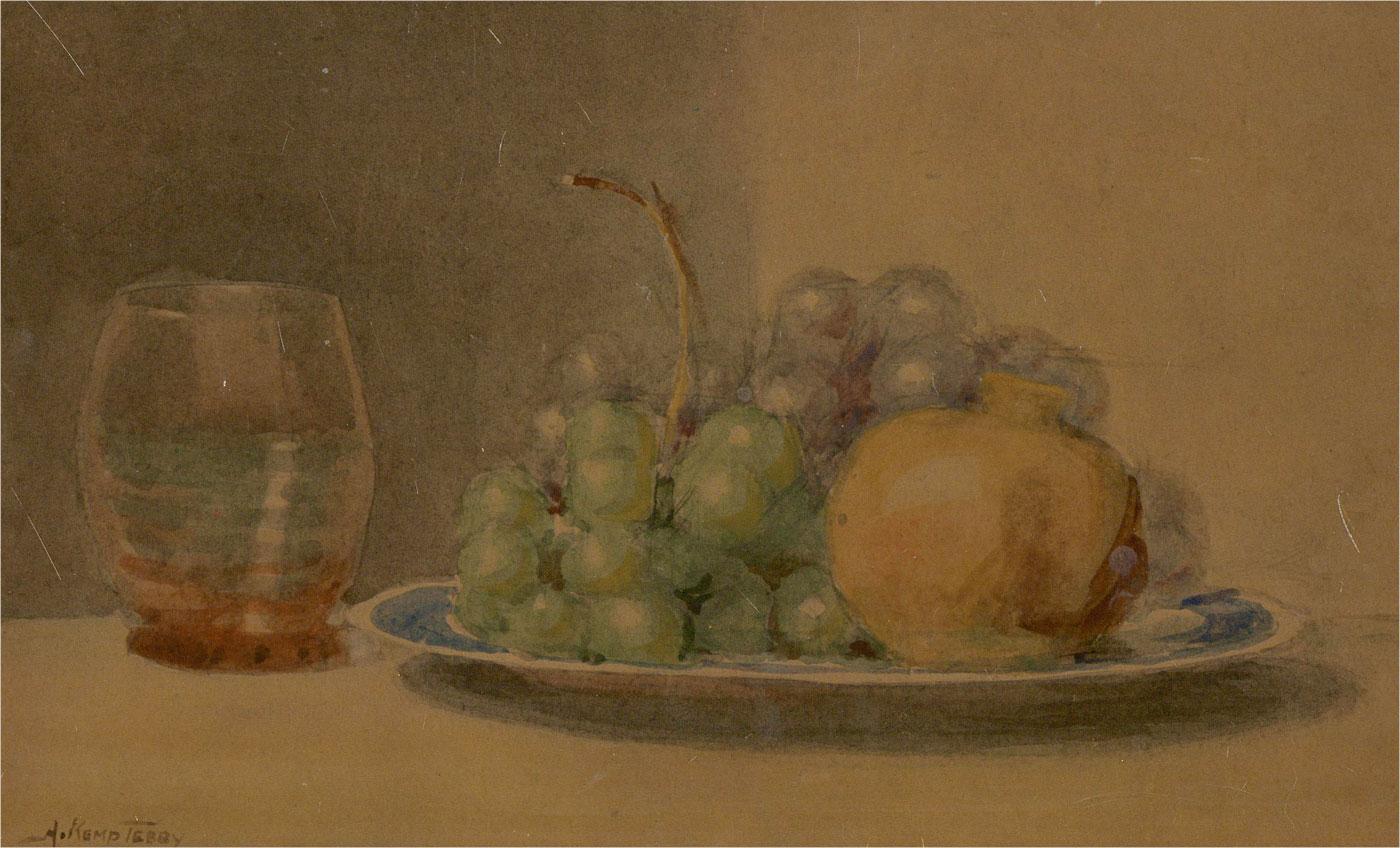 Arthur Kemp Tebby (1865-1935) - 19th Century Watercolour, Still Life with Grapes 1