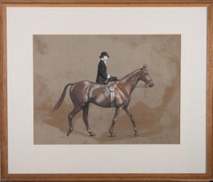 Antique Ayerst Young - 1932 Watercolour, Horse Rider in Side-Saddle