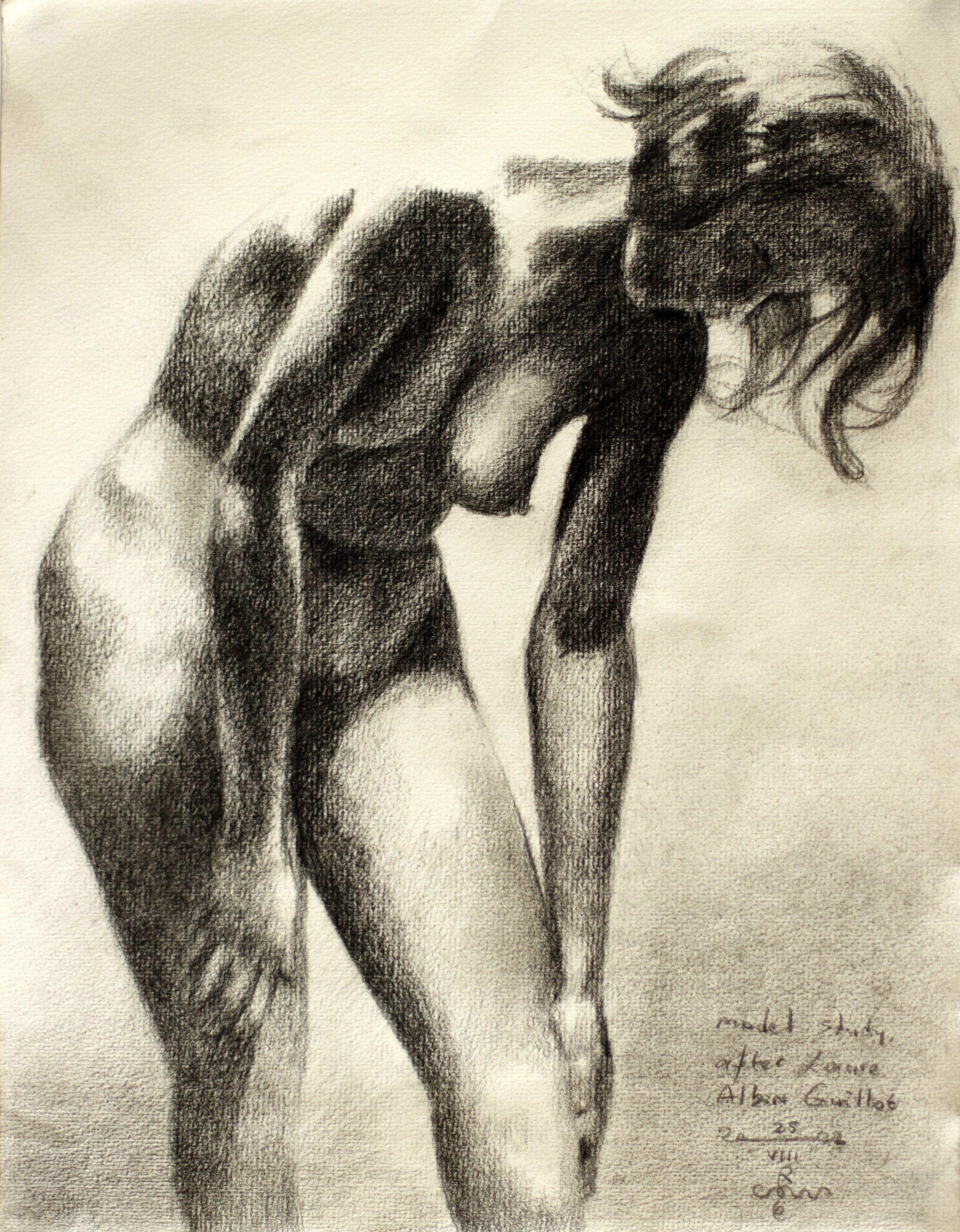 Model Study, after Laure Albin Guillot - 25-08-22, Drawing, Pencil/Colored - Art by Corne Akkers