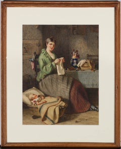 Joseph Mosley Barber (fl.1858-1889) - 1872 Watercolour, A Mother's Love