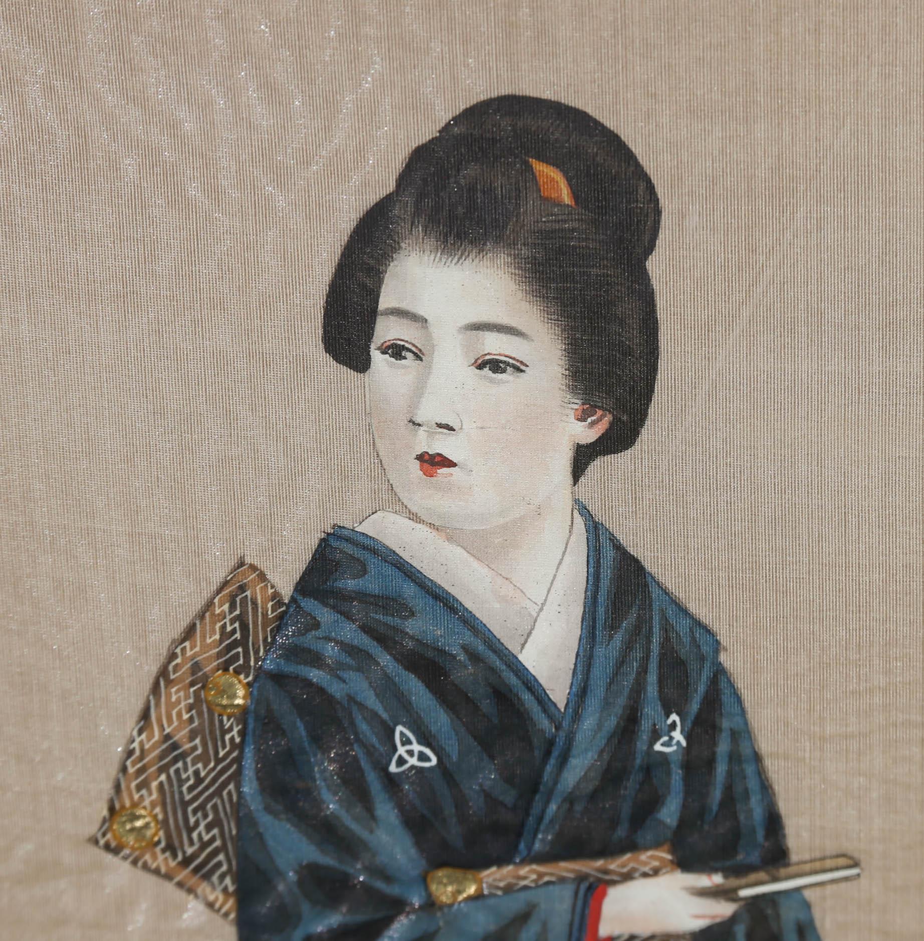 Framed Early 20th Century Watercolour - Study of a Geisha For Sale 2