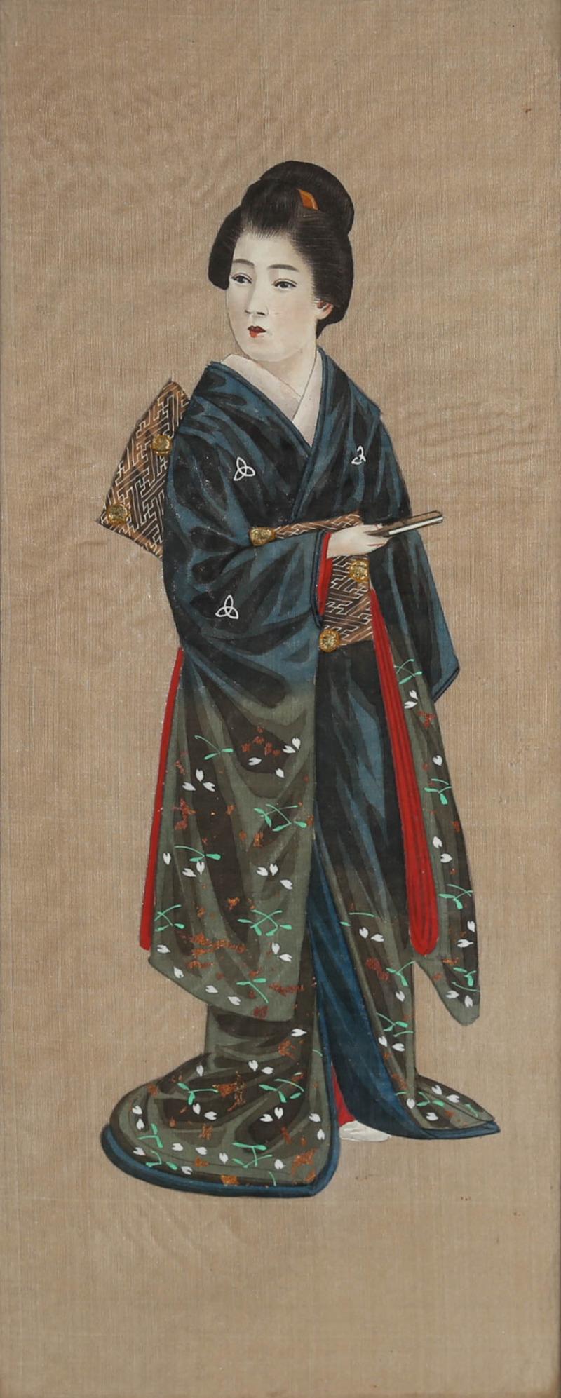Acuarela enmarcada de principios del siglo XX - Estudio de una Geisha - Art de Unknown