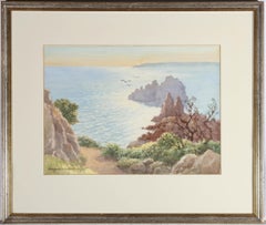 Vintage Margaret Waller F.I.A.L (1916-1997) - Framed Watercolour, On the Coastal Path