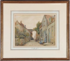 Antique Victor Noble Rainbird (1999 - 1936) - Watercolour, The Town Street