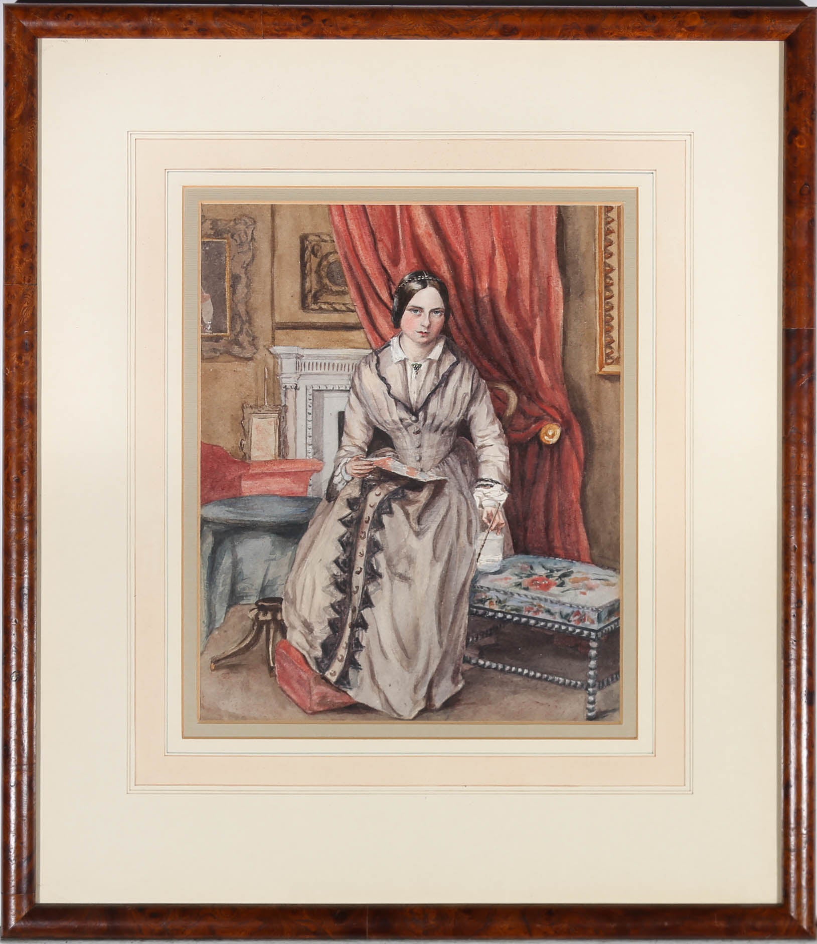Framed Late 19th Century Watercolour - Portrait of a Lady - Art by Unknown