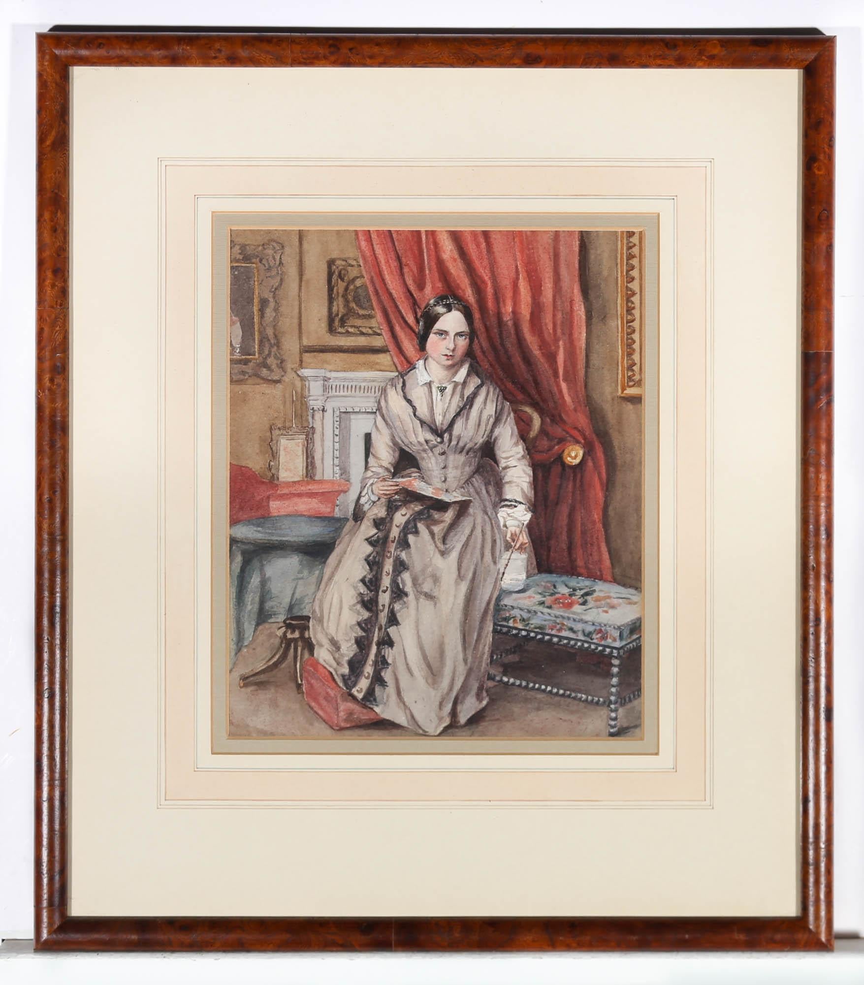 Framed Late 19th Century Watercolour - Portrait of a Lady 1