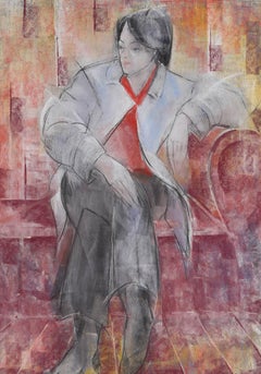 H. E. Hance - 20th Century Pastel, Lady In A White Coat