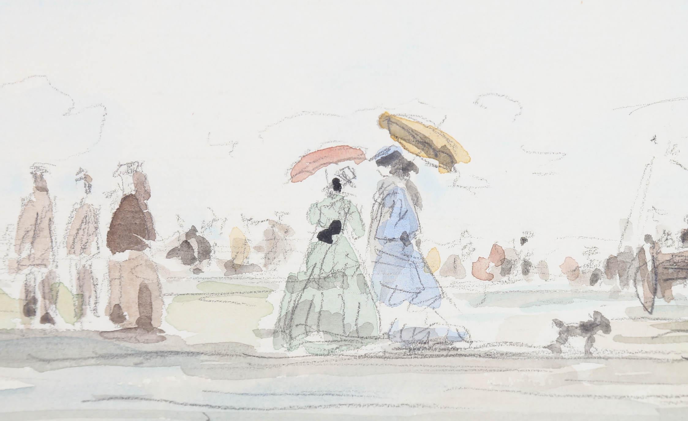 Felix Murnot (b. 1924) - Mid 20th Century Watercolour, A Day by the Sea For Sale 1