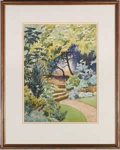Ruth Gervis (1894-1988) - Aquarell aus der Mitte des 20. Jahrhunderts, Garten von La Lorna