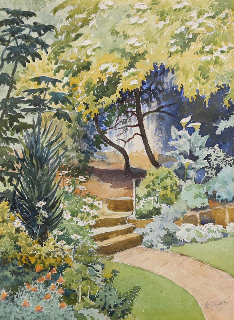 Ruth Gervis (1894-1988) - Aquarell aus der Mitte des 20. Jahrhunderts, Garten von La Lorna 1