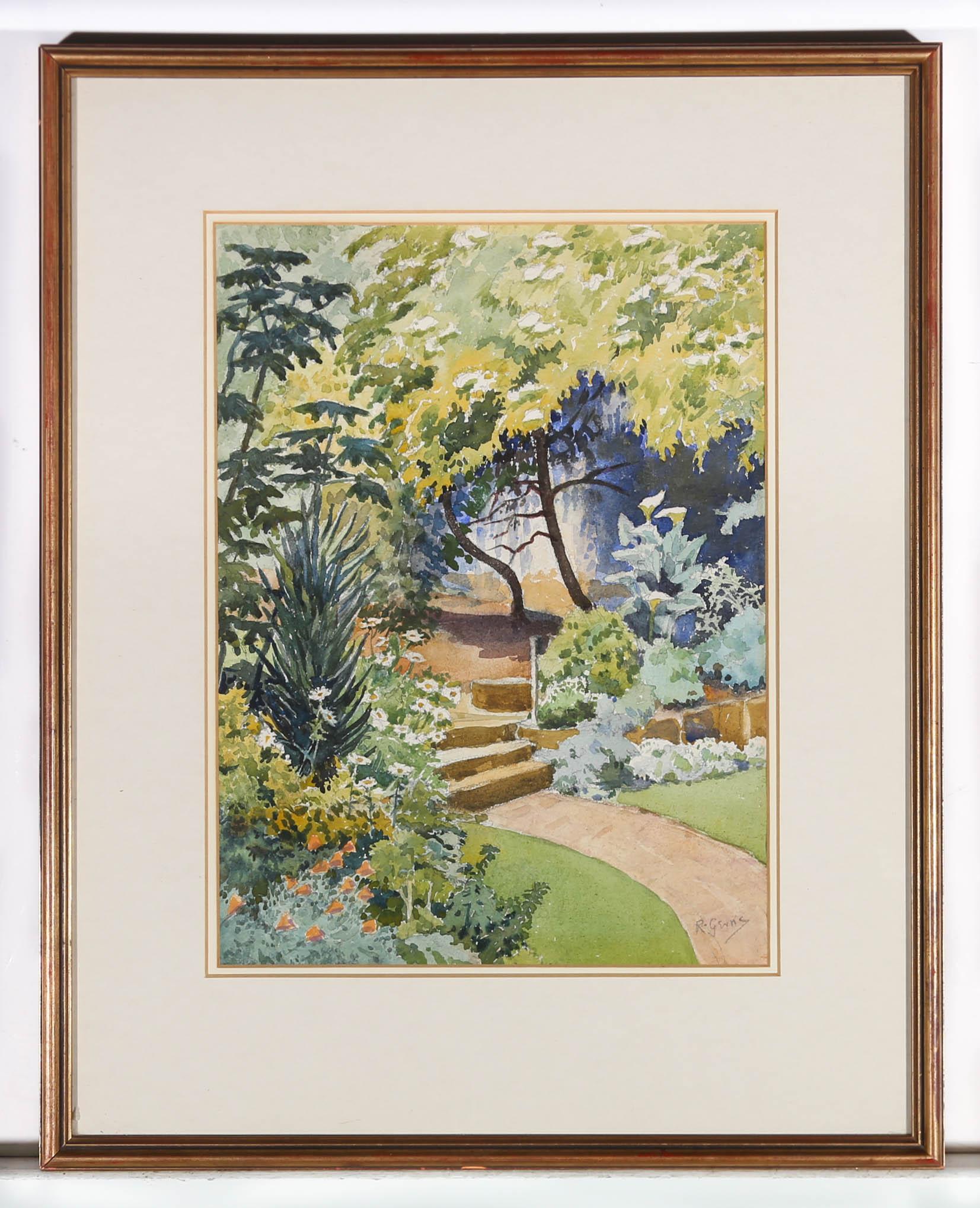 Ruth Gervis (1894-1988) - Aquarell aus der Mitte des 20. Jahrhunderts, Garten von La Lorna 2