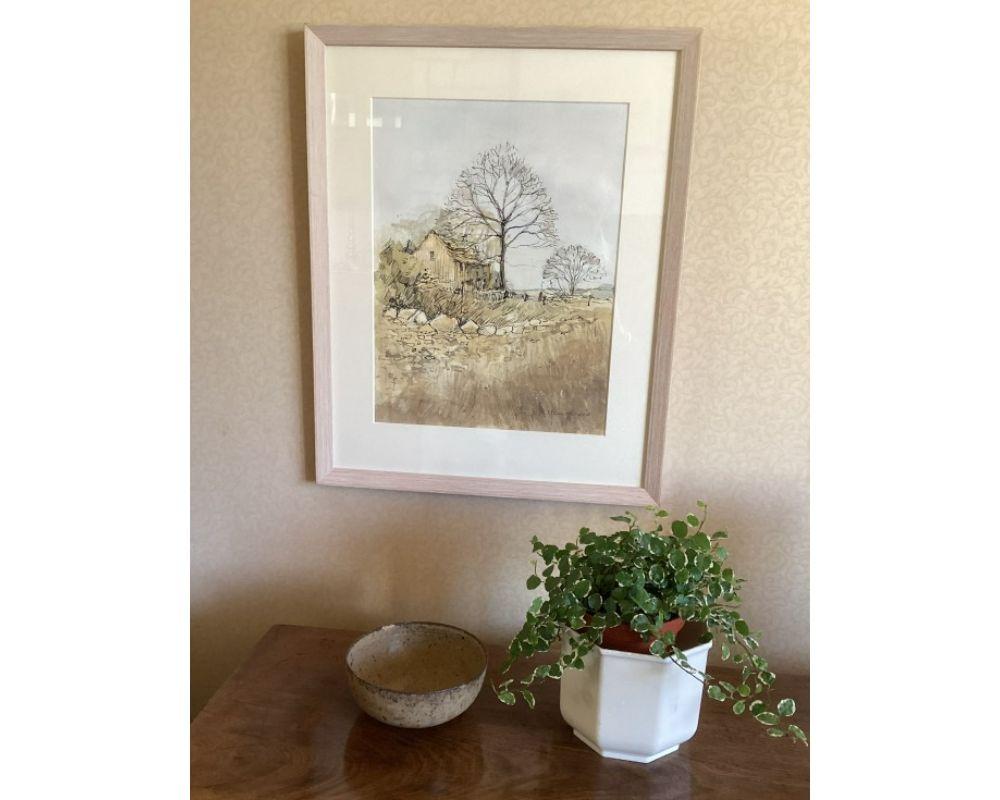 Winter Trees in The Cotswolds, Elizabeth Chalmers Watercolour Landscape Painting 6