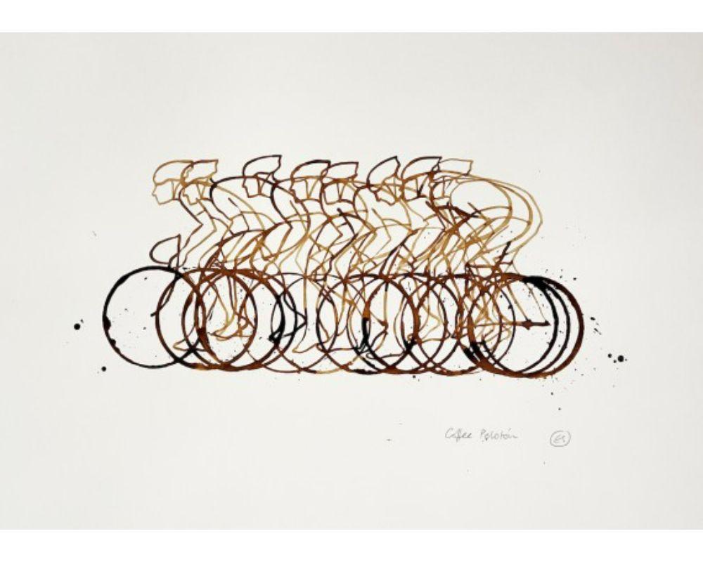 Coffee Peloton XXX by Eliza Southwood [2022]

Coffee Peloton XXX is an original coffee on paper drawing by artist Eliza Southwood. This piece is a part of Eliza's coffee peloton series which combines the love of cycling with the love of a good