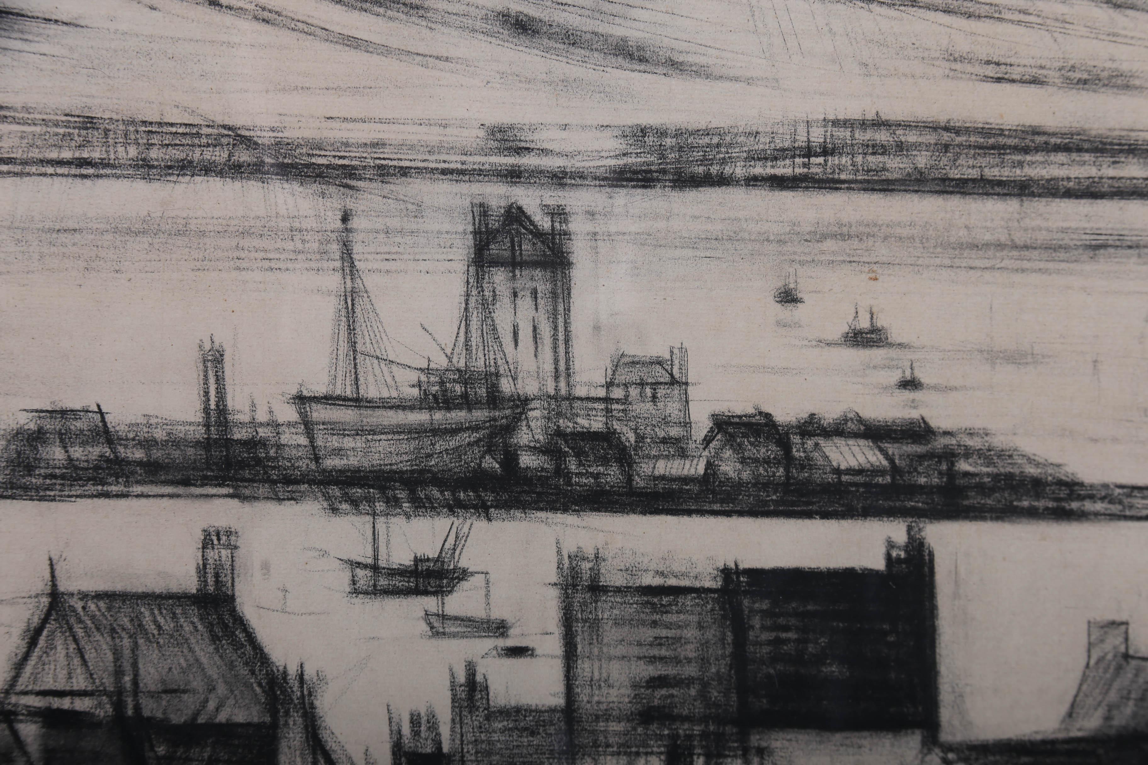 Jacques Petit (1925-2019) - Mid 20th Century Charcoal Drawing, Looking Out For Sale 3