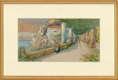 Michele Capuano - Early 20th Century Watercolour, Italian Town on the Bay