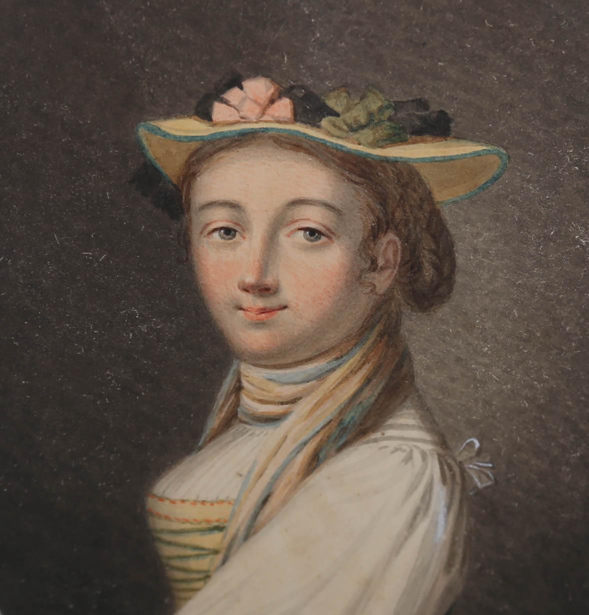 French School Mid 19th Century Watercolour - Pretty Maiden For Sale 2
