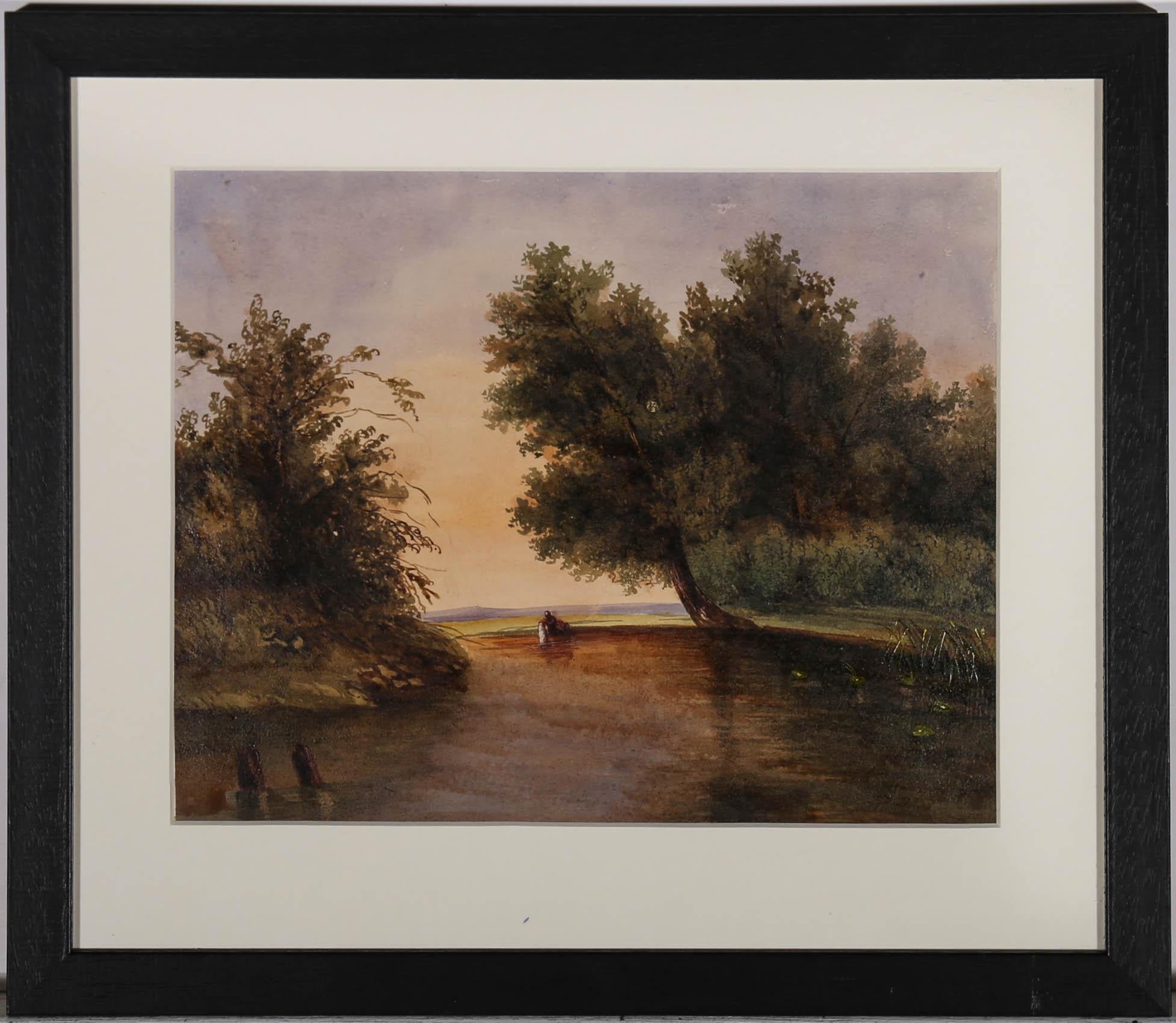Unknown Landscape Art - Framed French School Mid 19th Century Watercolour - Wash Day!