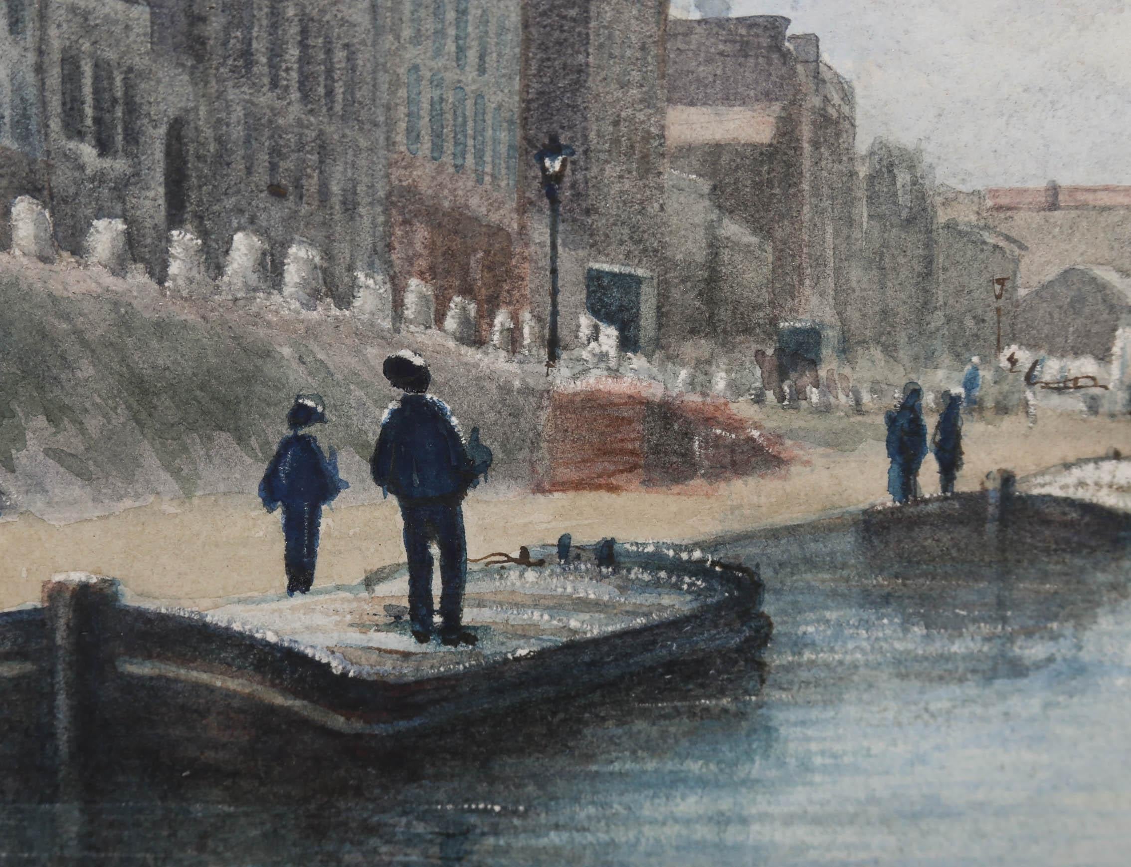 Gerahmtes Aquarell, Continental River, von Georges Villain (1854-1930) im Angebot 4