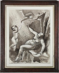 Bonnat - French School 20th Century Watercolour, Female Nude with Cherubs
