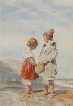 Paul Falconer Poole RA (1807–1879) - Framed Watercolour, A Creel of Fish