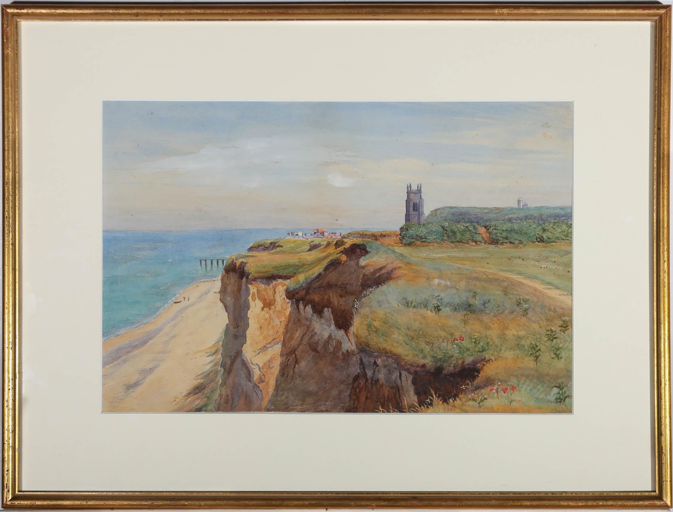 Unknown Figurative Art - Framed Late 19th Century Watercolour - Cliffs of Cromer