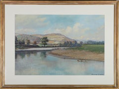 Campbell G. Walker - Framed 20th Century Pastel, Cattle Watering