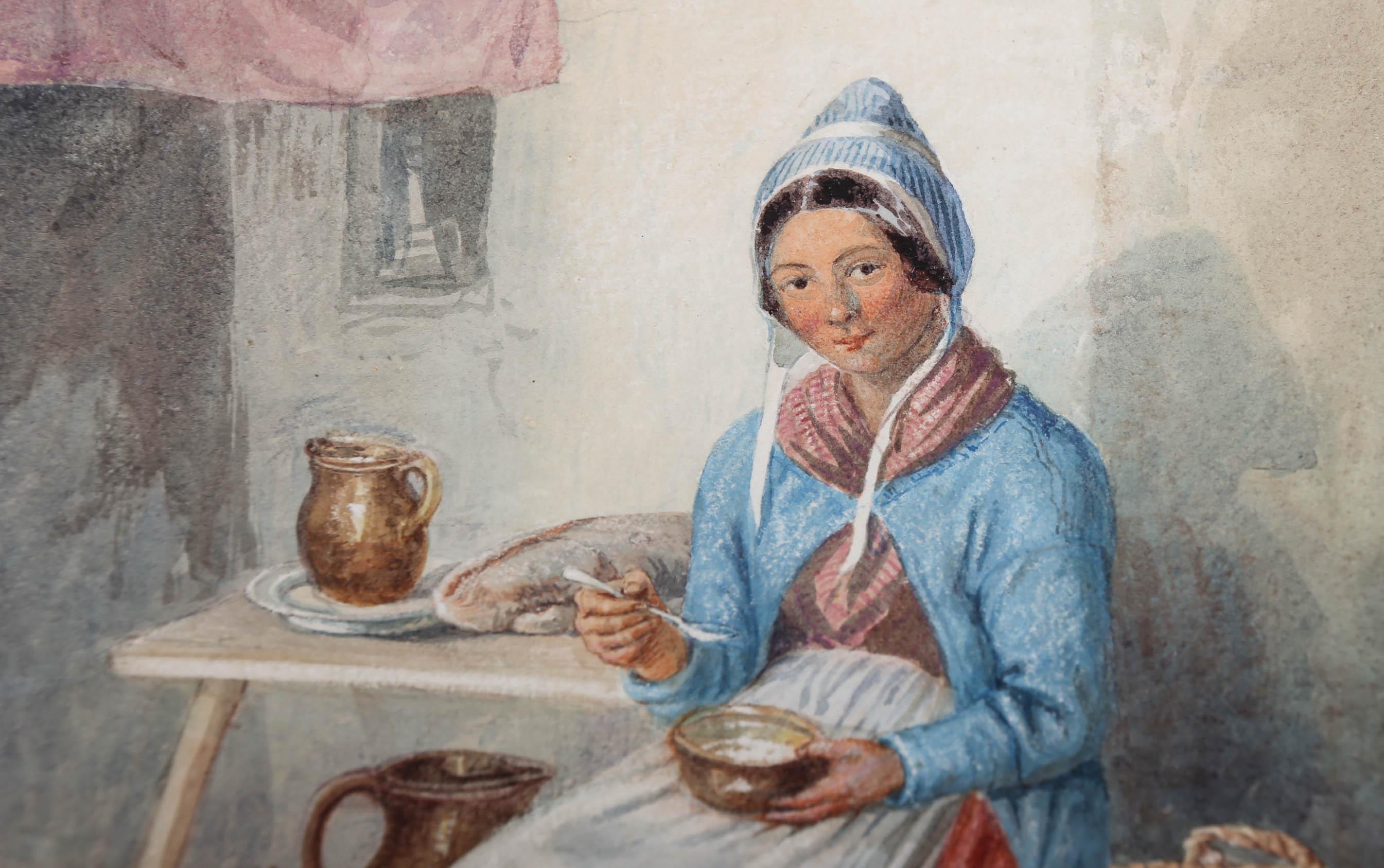 Delia Robins (1856-1858) - Acquerello del 1854, Ora di cena in vendita 4
