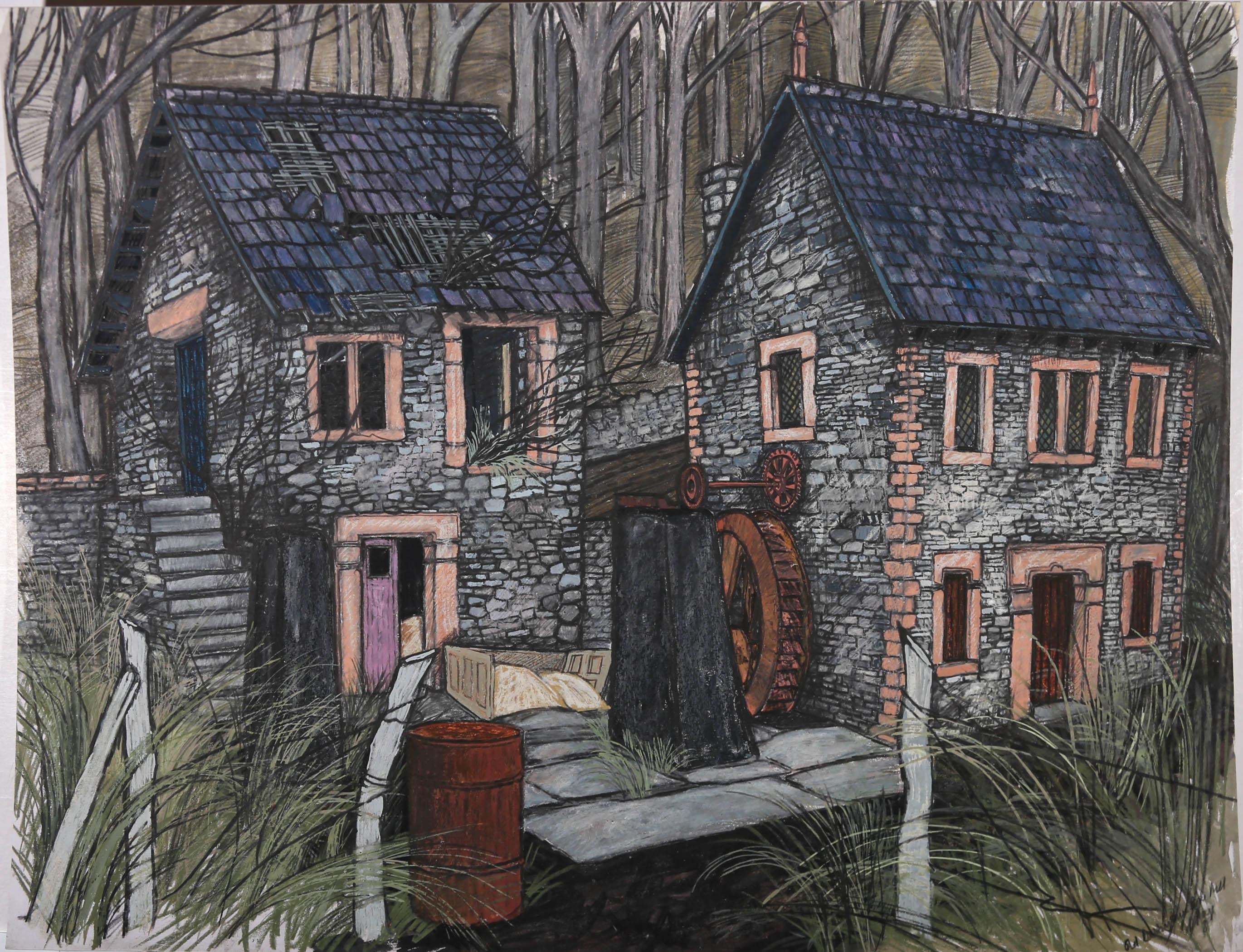 Dione Page (1936-2021) - 1981 Pastel, Viejo molino de Derbyshire en venta 1
