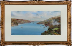 Reginald Daniel Sherrin (1891-1971) - Gouache enmarcado, Vistas de Dartmouth